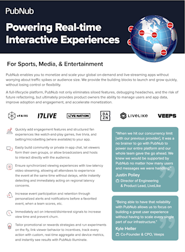 PubNub for Sports, Media, & Entertainment