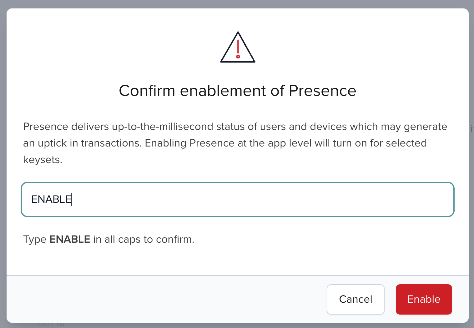 Portal Configuration: Presence Enable Confirm