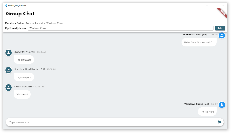 Cross platform chat with Flutter for Windows Desktop